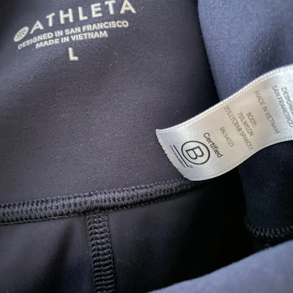 Athleta Navy Bike Shorts, EUC, Large. - Picture 5 of 11